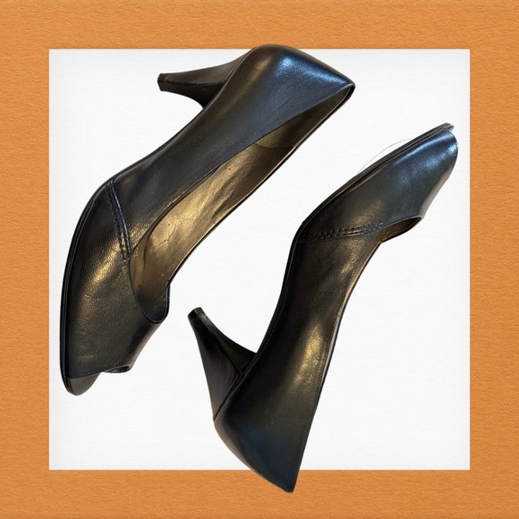 ENZO ANGIOLINI AEJAMESONBR Black Leather Heels Size 8 M - Picture 7 of 13